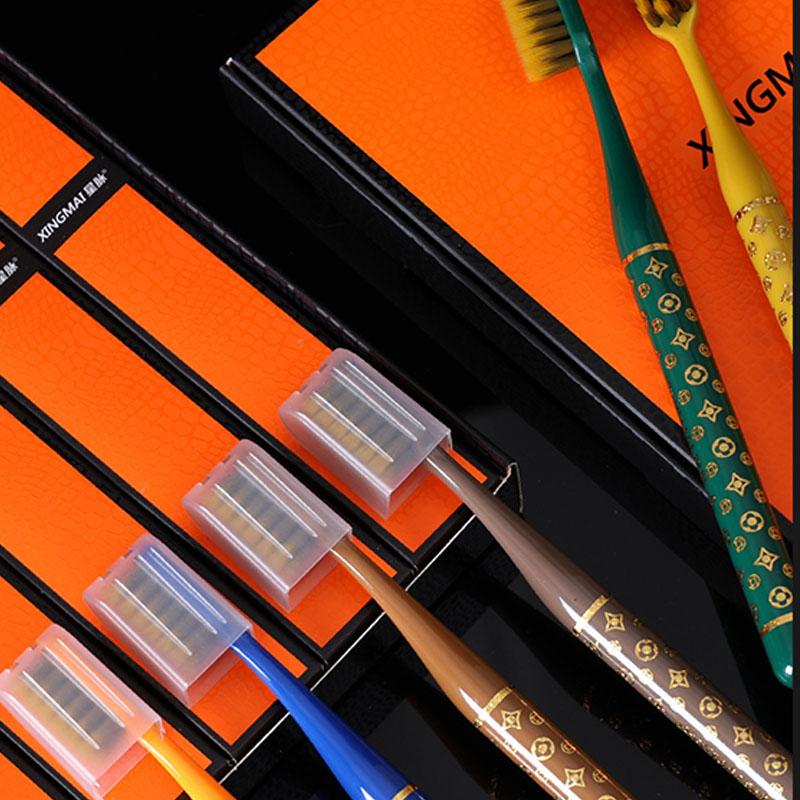 Light luxury 6 gift boxes high-grade super fine soft hair wide head color crystal handle toothbrush