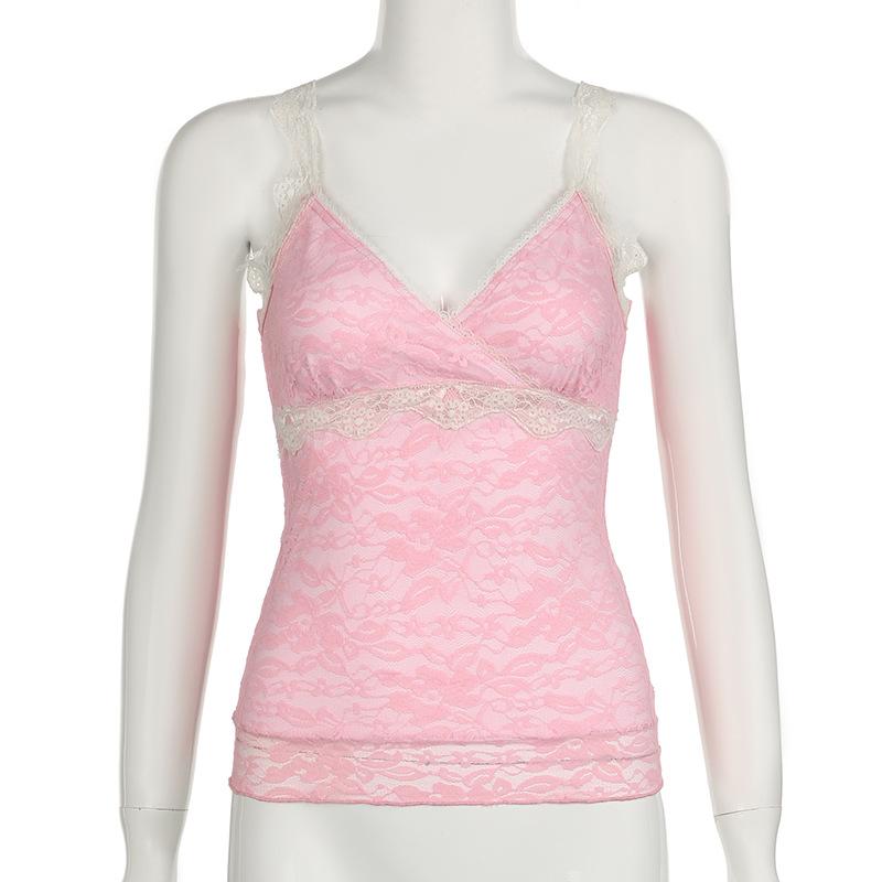 V neck lace backless cami top