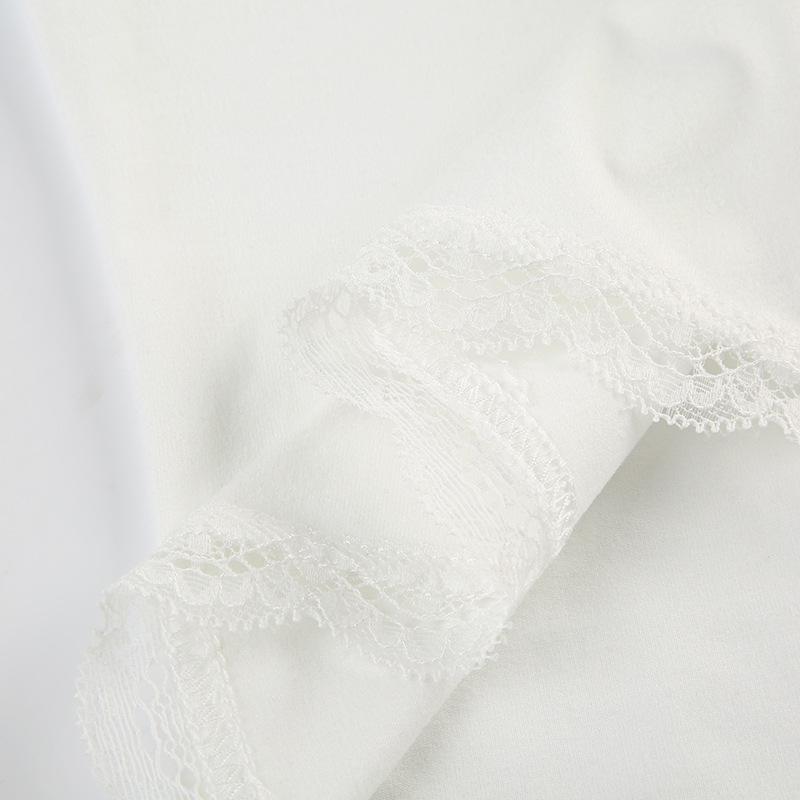 Short sleeve bowknot lace hem top