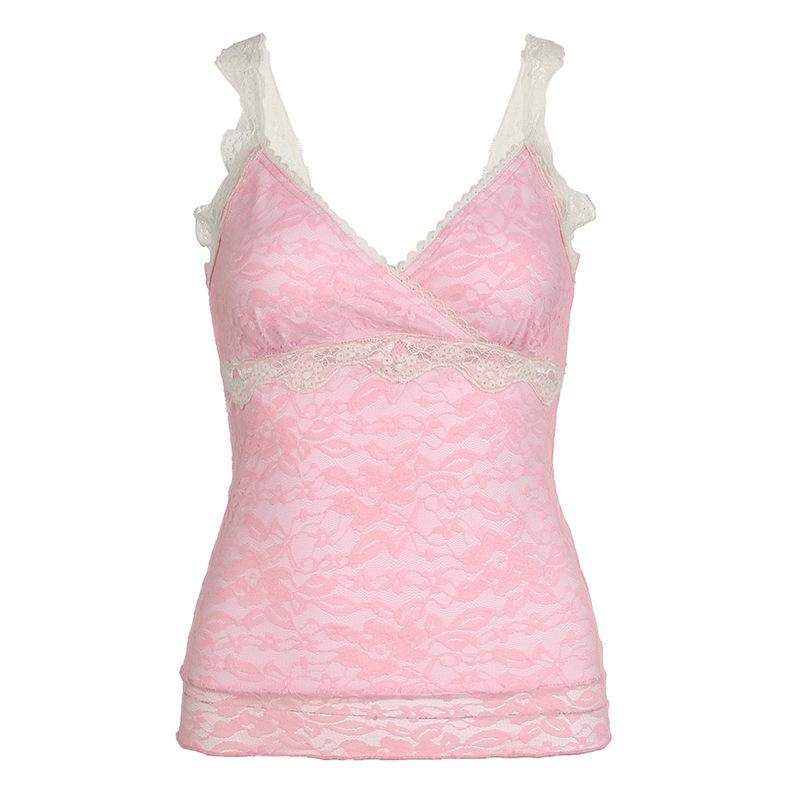 V neck lace backless cami top