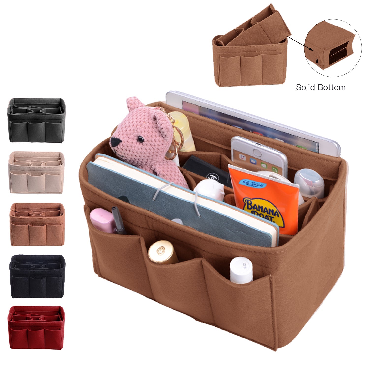 Upgraded Version Purse Bag Organizer with Sewn Bottom Insert for LV Speedy and Neverfull