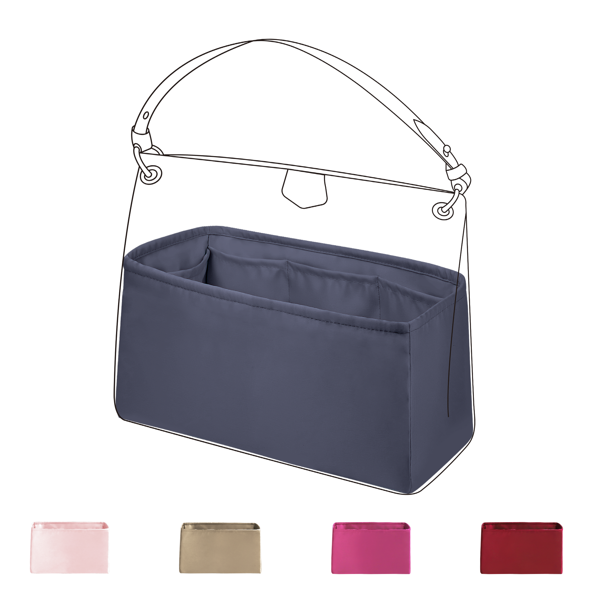Baginbag | Purse Organizer Insert | Fits LV Graceful PM/MM Bags | Silk Bag Organizer | Luxury Handbag & Tote Shaper | handbag organizer