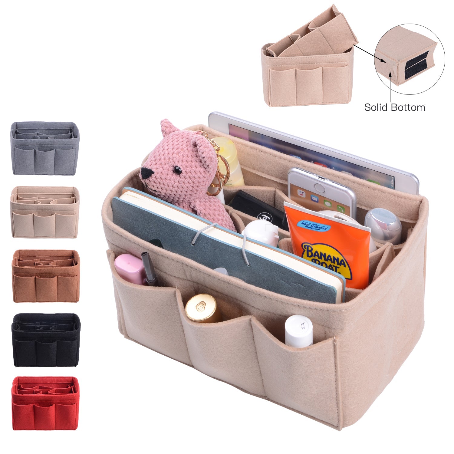 Upgraded Version Purse Bag Organizer with Sewn Bottom Insert for LV Speedy and Neverfull