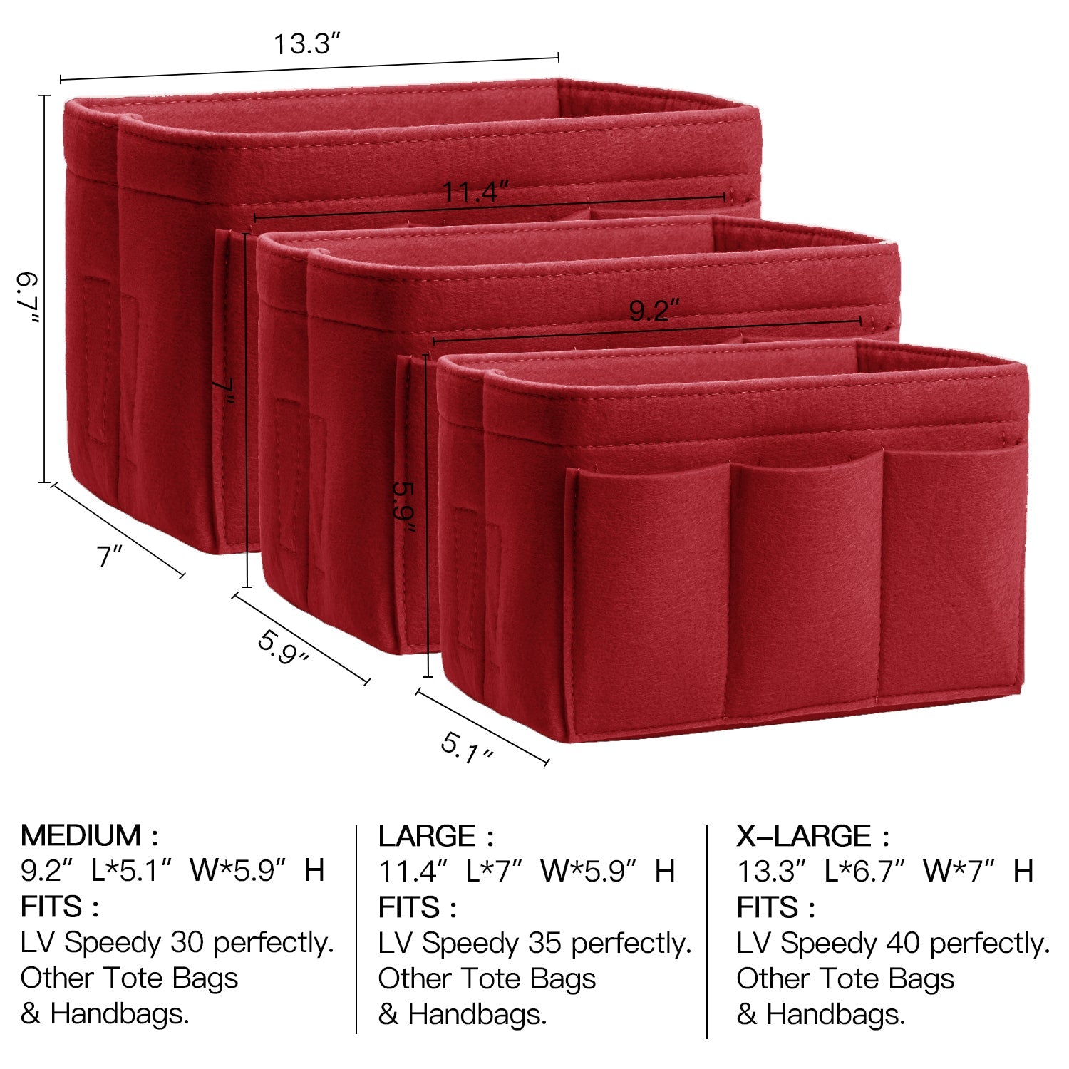 Upgraded Version Purse Bag Organizer with Sewn Bottom Insert for LV Speedy and Neverfull
