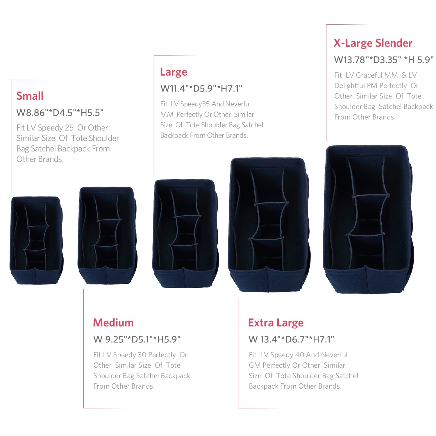 Felt Insert Bag Organizer Perfectly Designed for LV Speedy35, Speedy40, Neverfull MM, and LV Speedy30 - Ideal for Keeping Your Handbag and Purse Organized.