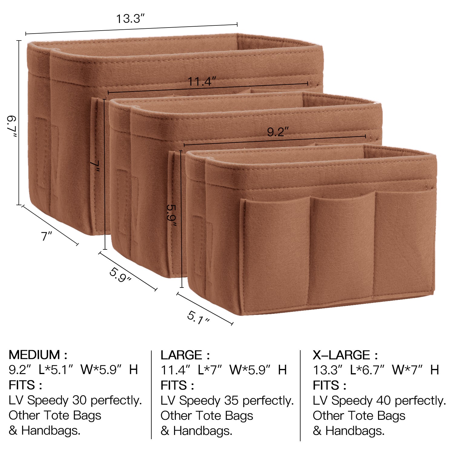 Upgraded Version Purse Bag Organizer with Sewn Bottom Insert for LV Speedy and Neverfull