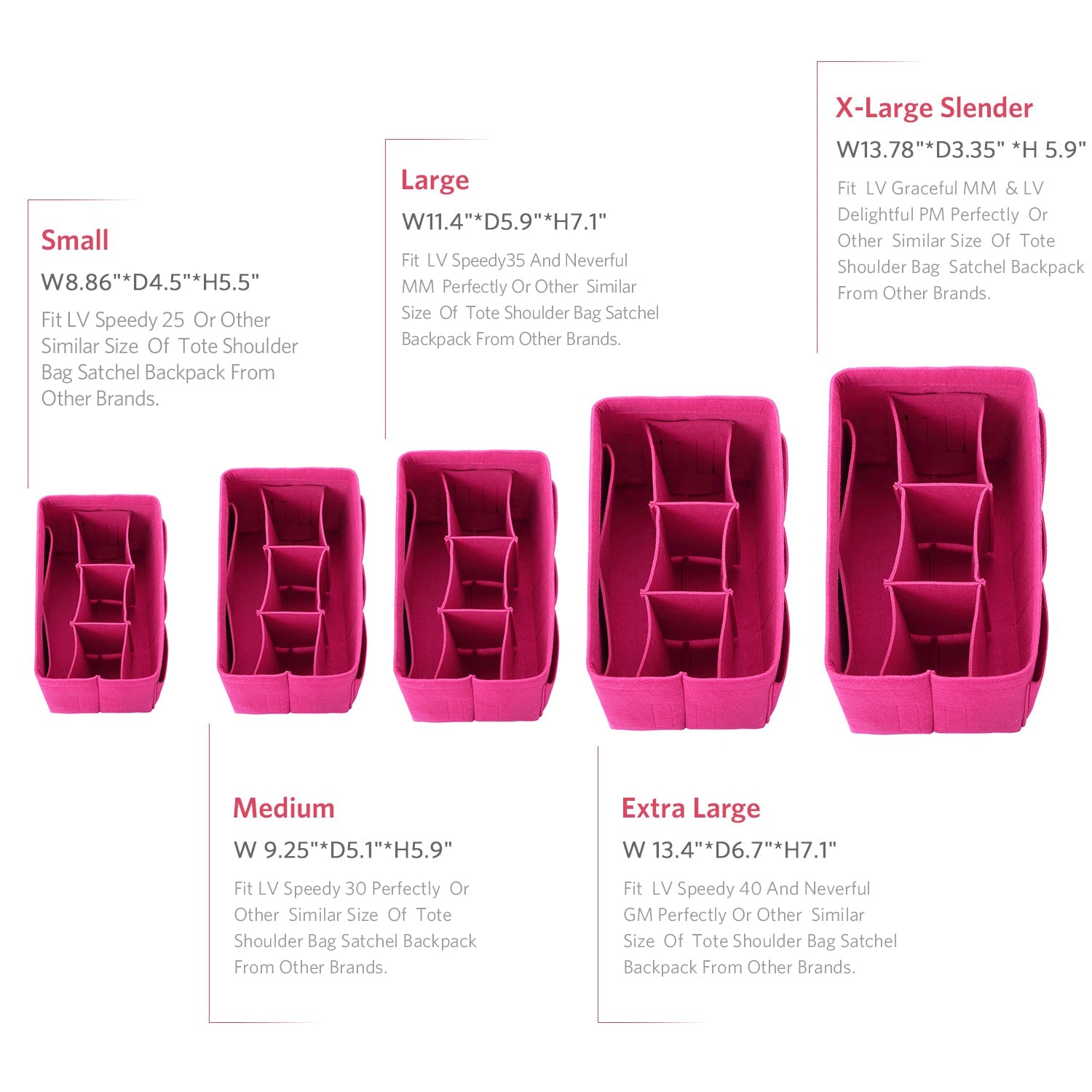Felt Insert Bag Organizer Perfectly Designed for LV Speedy35, Speedy40, Neverfull MM, and LV Speedy30 - Ideal for Keeping Your Handbag and Purse Organized.