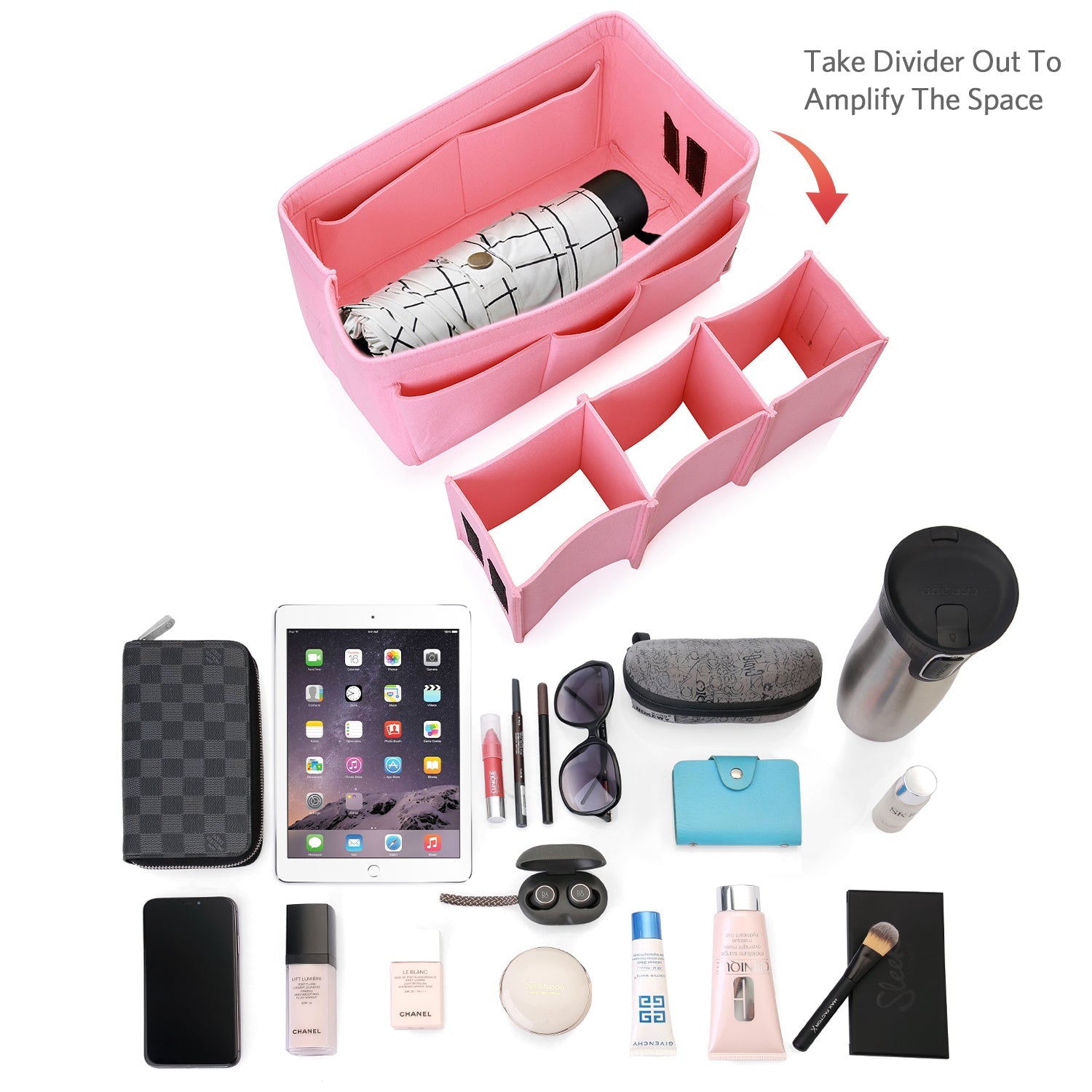 Felt Insert Bag Organizer Perfectly Designed for LV Speedy35, Speedy40, Neverfull MM, and LV Speedy30 - Ideal for Keeping Your Handbag and Purse Organized.