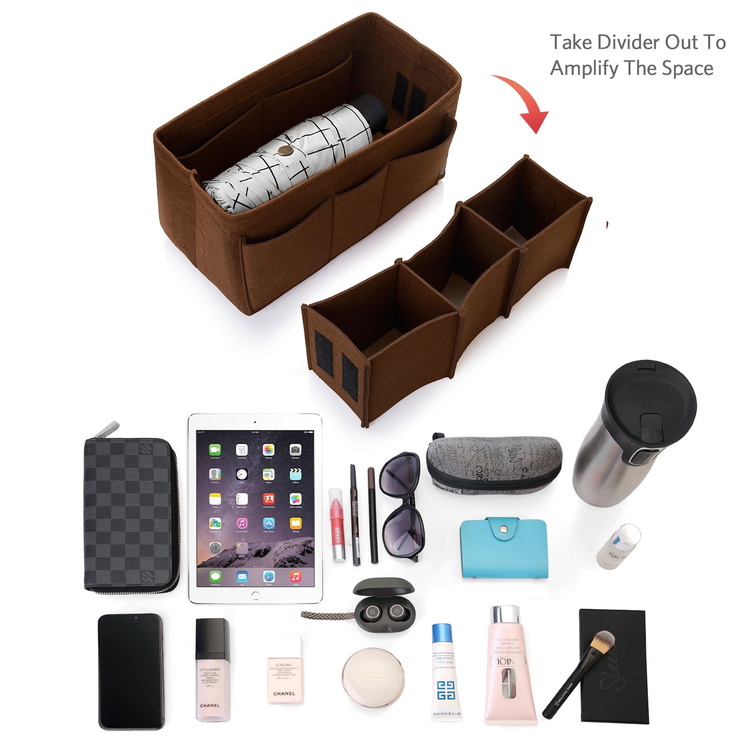 Felt Insert Bag Organizer Perfectly Designed for LV Speedy35, Speedy40, Neverfull MM, and LV Speedy30 - Ideal for Keeping Your Handbag and Purse Organized.