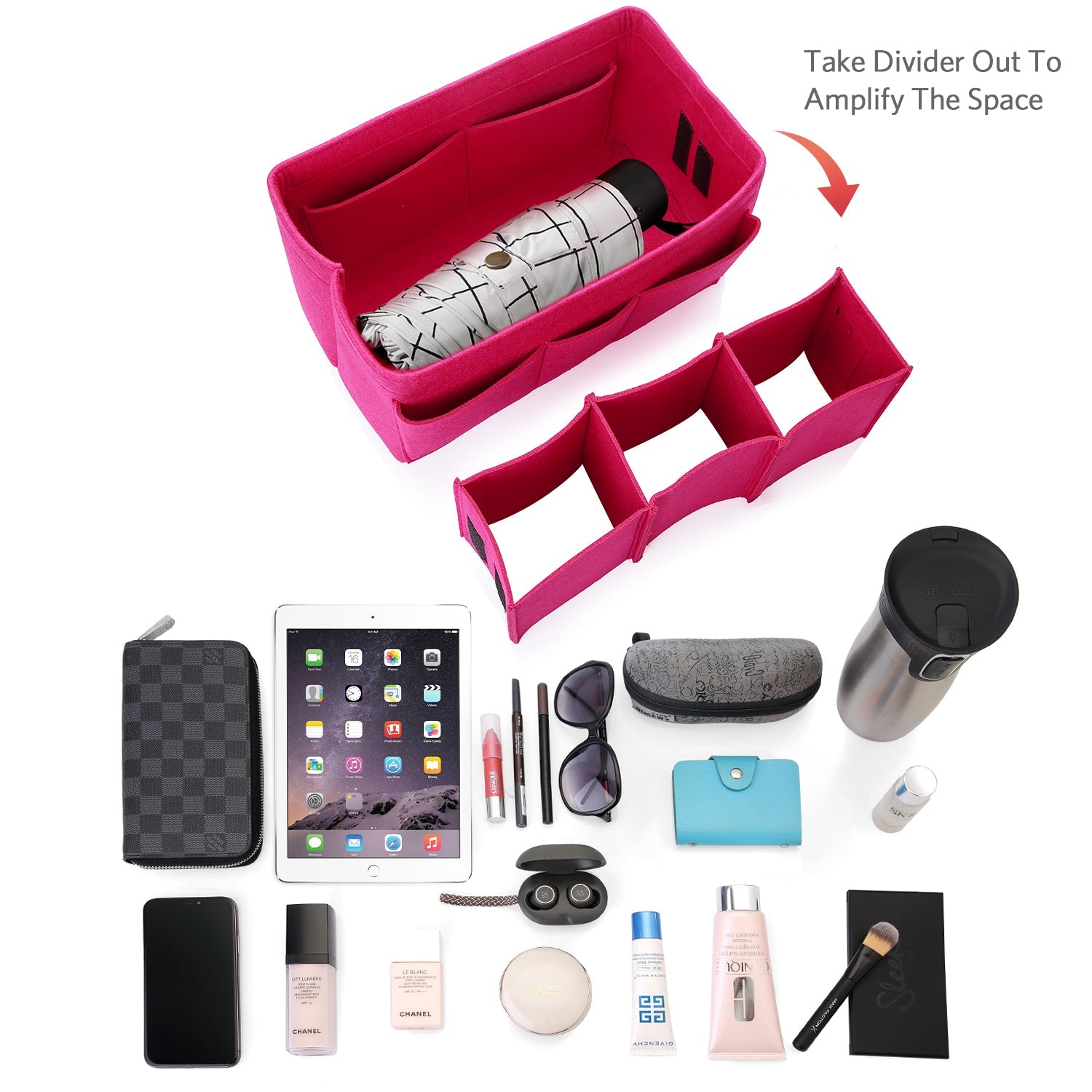 Felt Insert Bag Organizer Perfectly Designed for LV Speedy35, Speedy40, Neverfull MM, and LV Speedy30 - Ideal for Keeping Your Handbag and Purse Organized.