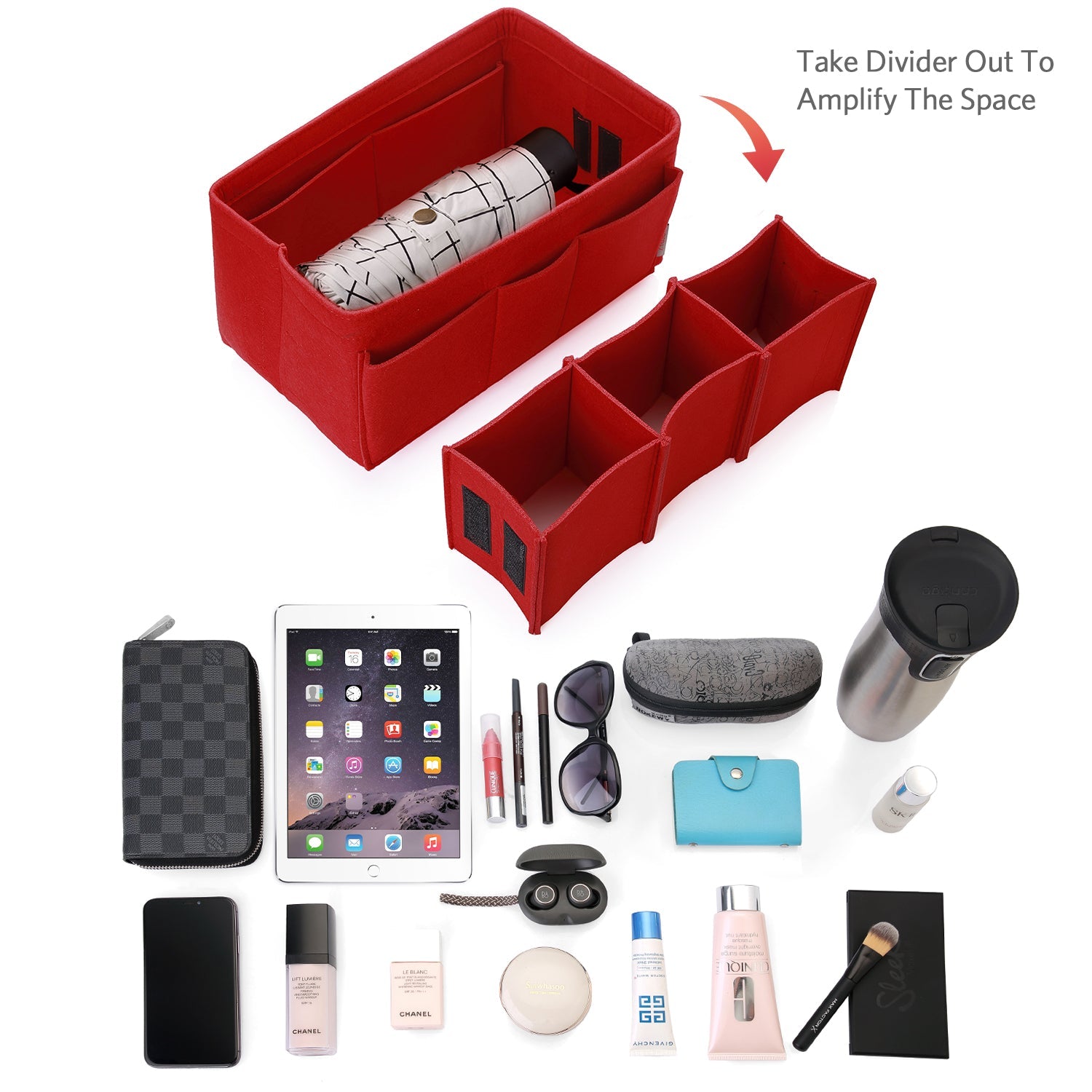 Felt Insert Bag Organizer Perfectly Designed for LV Speedy35, Speedy40, Neverfull MM, and LV Speedy30 - Ideal for Keeping Your Handbag and Purse Organized.