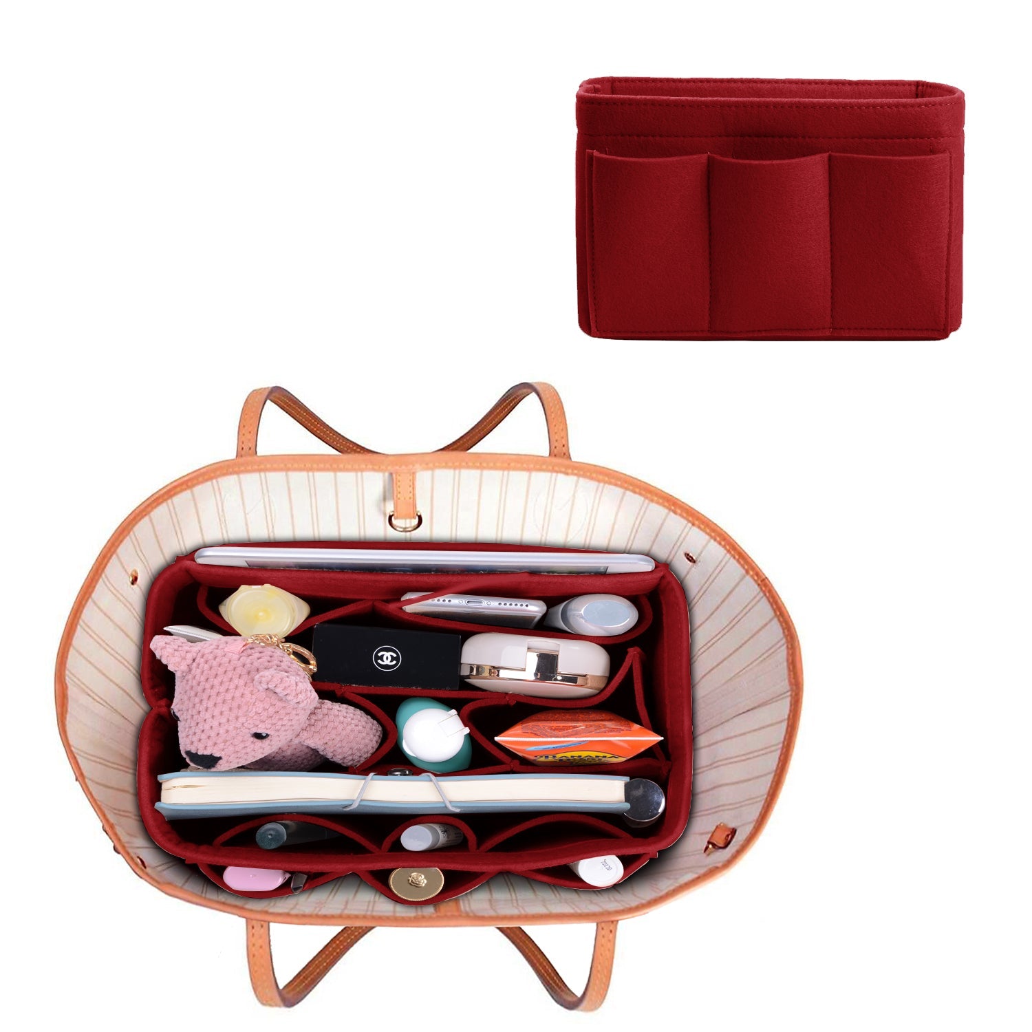 Upgraded Version Purse Bag Organizer with Sewn Bottom Insert for LV Speedy and Neverfull