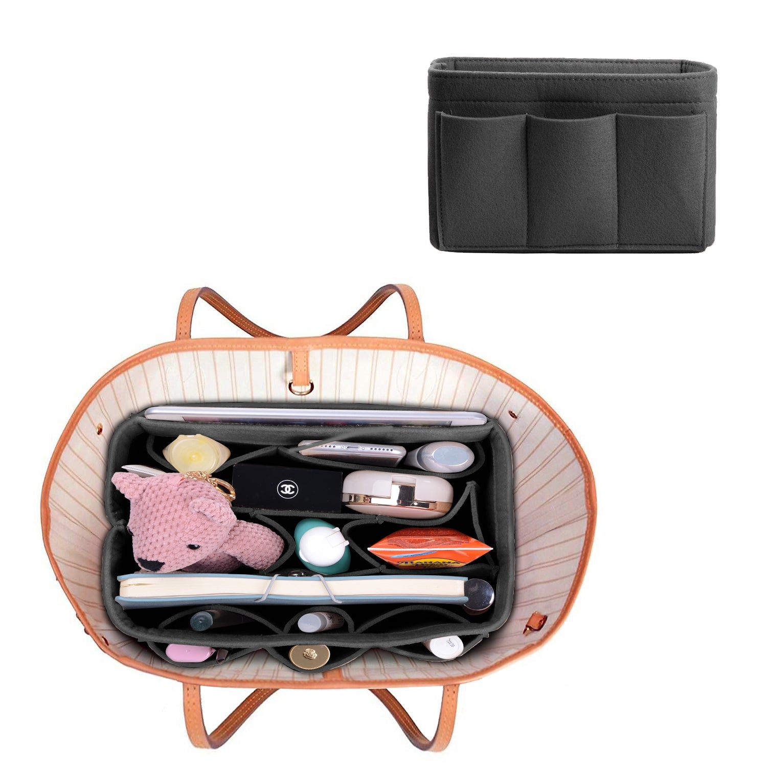 Upgraded Version Purse Bag Organizer with Sewn Bottom Insert for LV Speedy and Neverfull
