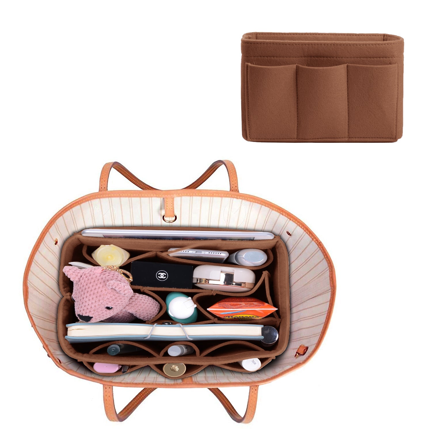 Upgraded Version Purse Bag Organizer with Sewn Bottom Insert for LV Speedy and Neverfull