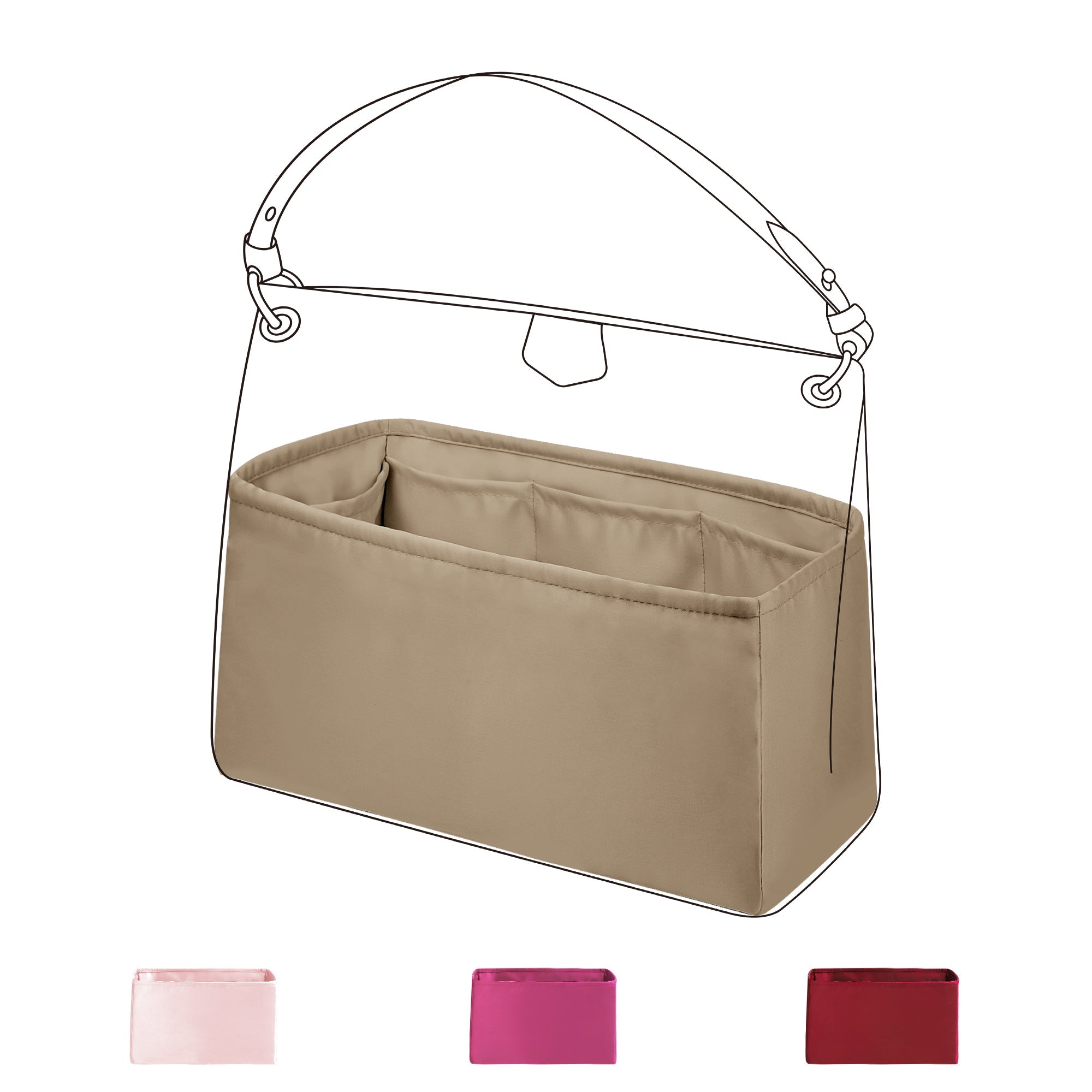 Baginbag | Purse Organizer Insert | Fits LV Graceful PM/MM Bags | Silk Bag Organizer | Luxury Handbag & Tote Shaper | handbag organizer