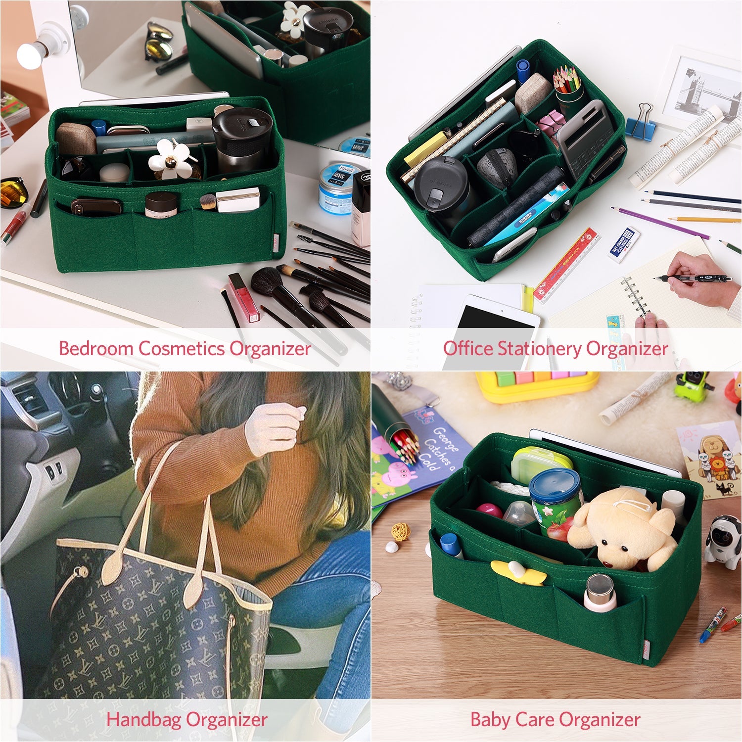 Felt Insert Bag Organizer Perfectly Designed for LV Speedy35, Speedy40, Neverfull MM, and LV Speedy30 - Ideal for Keeping Your Handbag and Purse Organized.