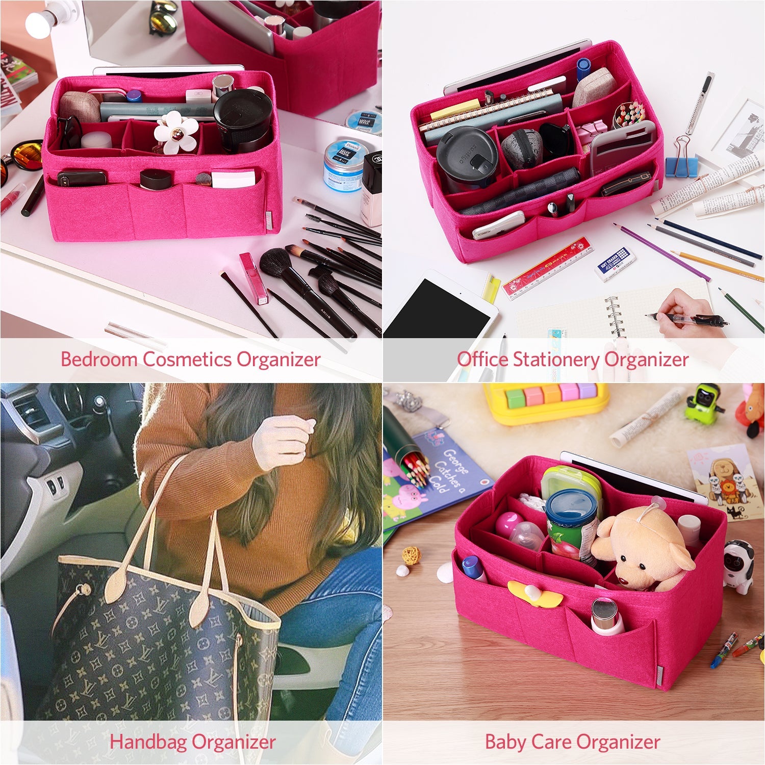 Felt Insert Bag Organizer Perfectly Designed for LV Speedy35, Speedy40, Neverfull MM, and LV Speedy30 - Ideal for Keeping Your Handbag and Purse Organized.