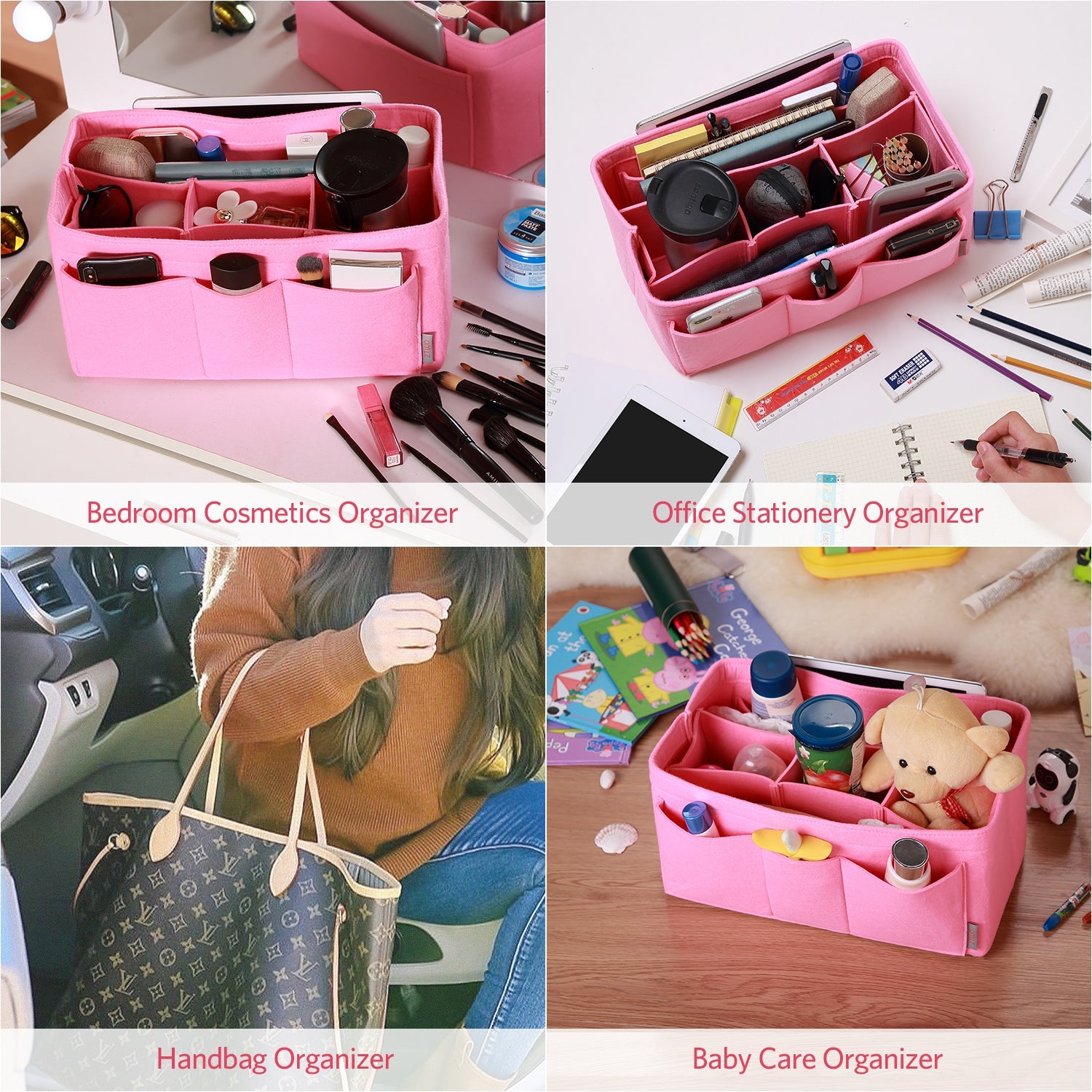 Felt Insert Bag Organizer Perfectly Designed for LV Speedy35, Speedy40, Neverfull MM, and LV Speedy30 - Ideal for Keeping Your Handbag and Purse Organized.