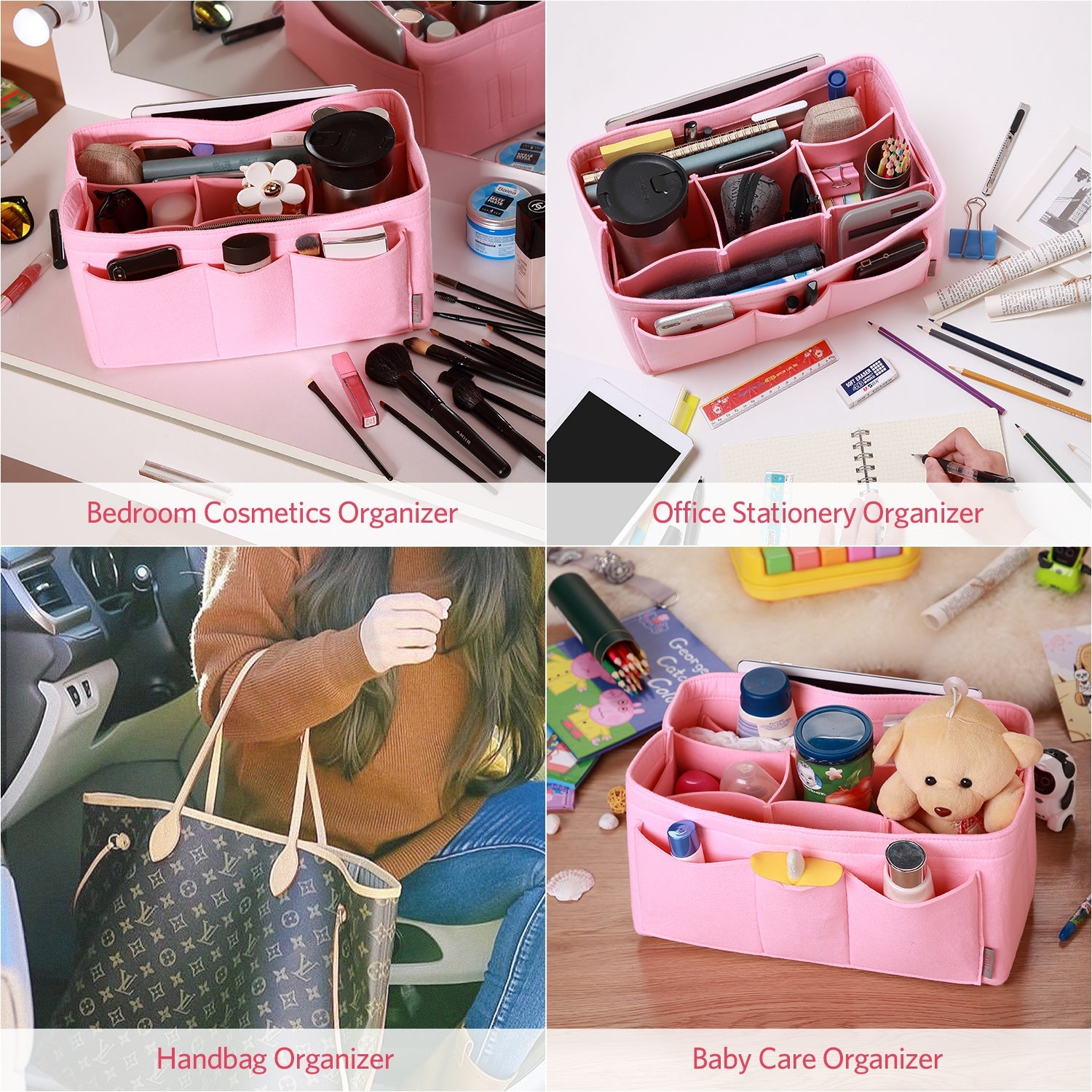 Felt Insert Bag Organizer Perfectly Designed for LV Speedy35, Speedy40, Neverfull MM, and LV Speedy30 - Ideal for Keeping Your Handbag and Purse Organized.