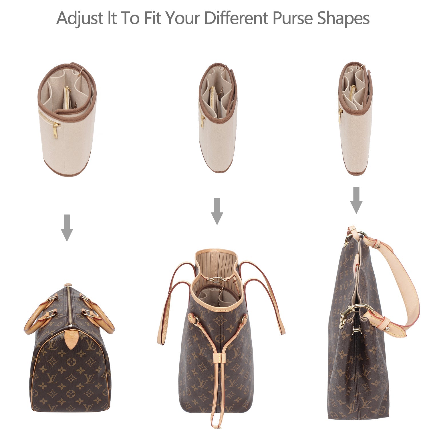 Handbag Organizer for Bag organizer - Speedy Louis Vuitton 35| Designer Purse Insert | Round Bag Storage | Bag Liner | Bag Insert Organizer | Louis Vuitton Organizer | Bag Organizer | Luxury bag | Neverfull Louis Vuitton Graceful