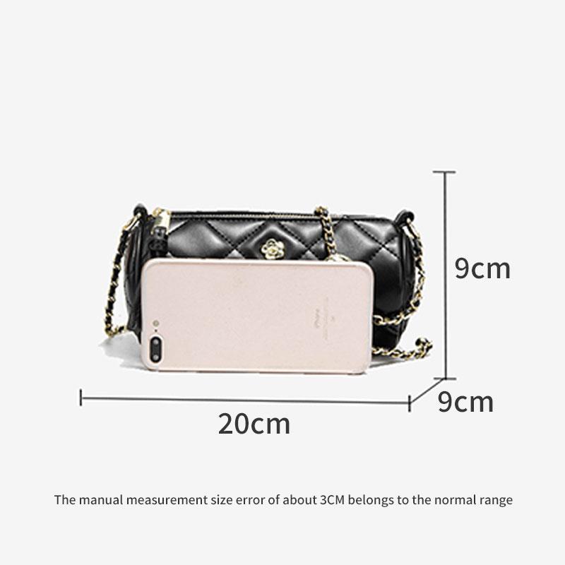 Small fragrant style with diamond lattice single shoulder chain cylinder bag
