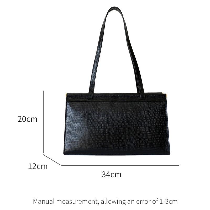 Vintage lizardprint leather one-shoulder portable commuter tote underarm bag