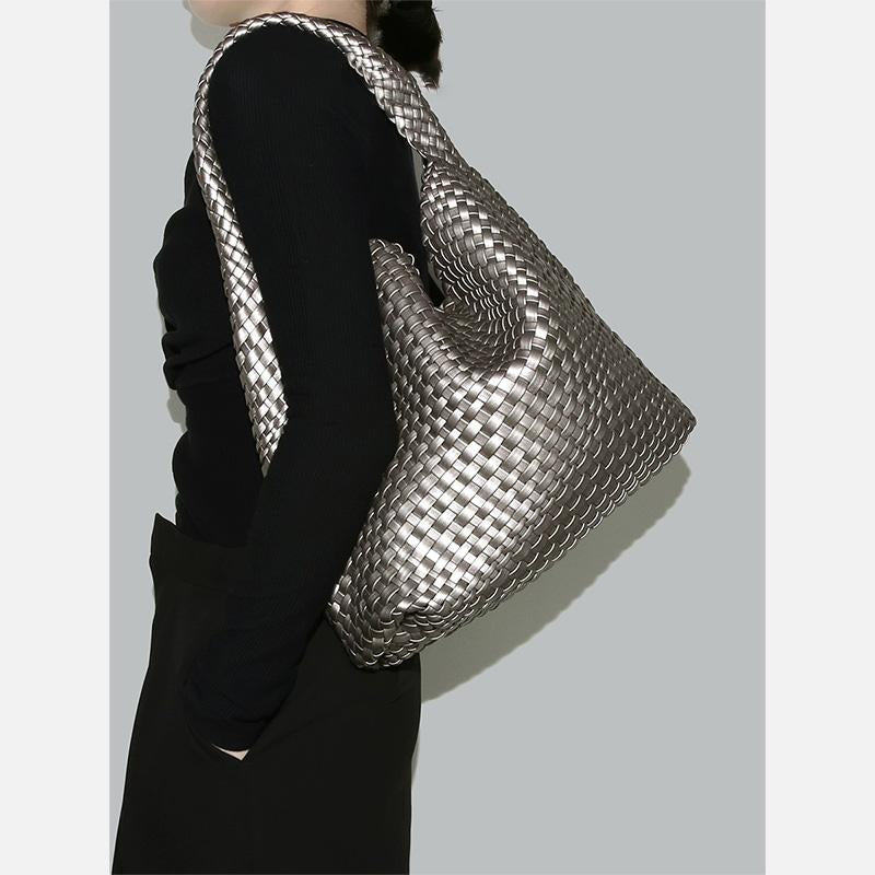 High capacity Premium sense hand-woven silver Tote bag