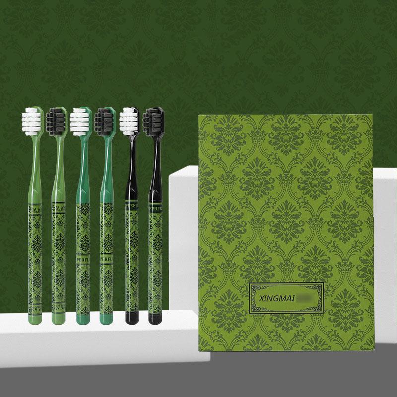 High appearance level Light Luxury gift box 6 home travel fine silk soft bristle toothbrush
