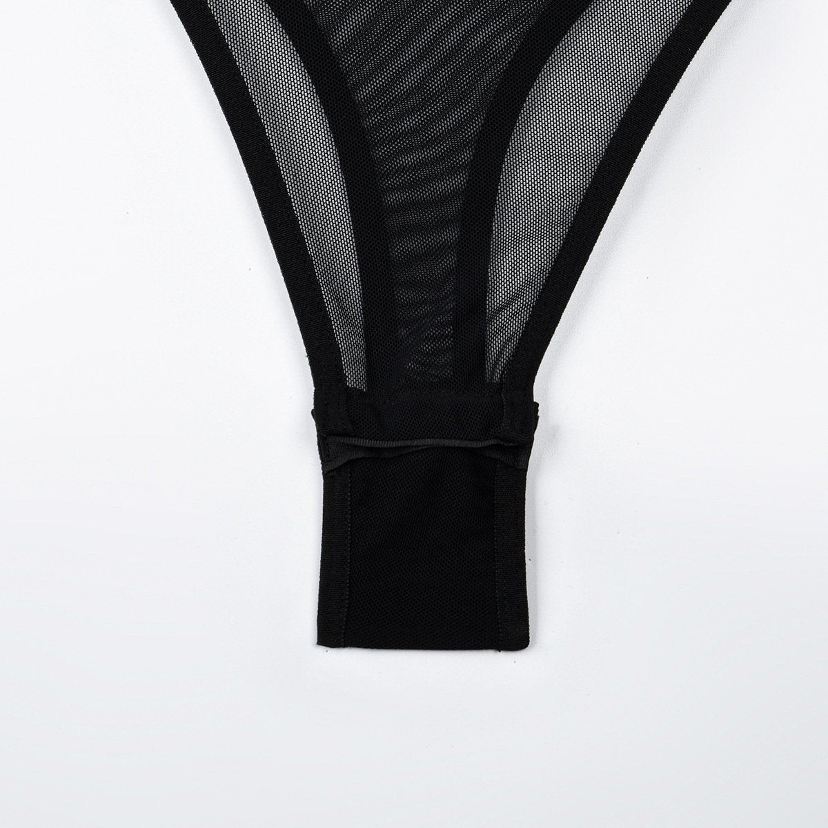 Long sleeve v neck harness mesh bodysuit