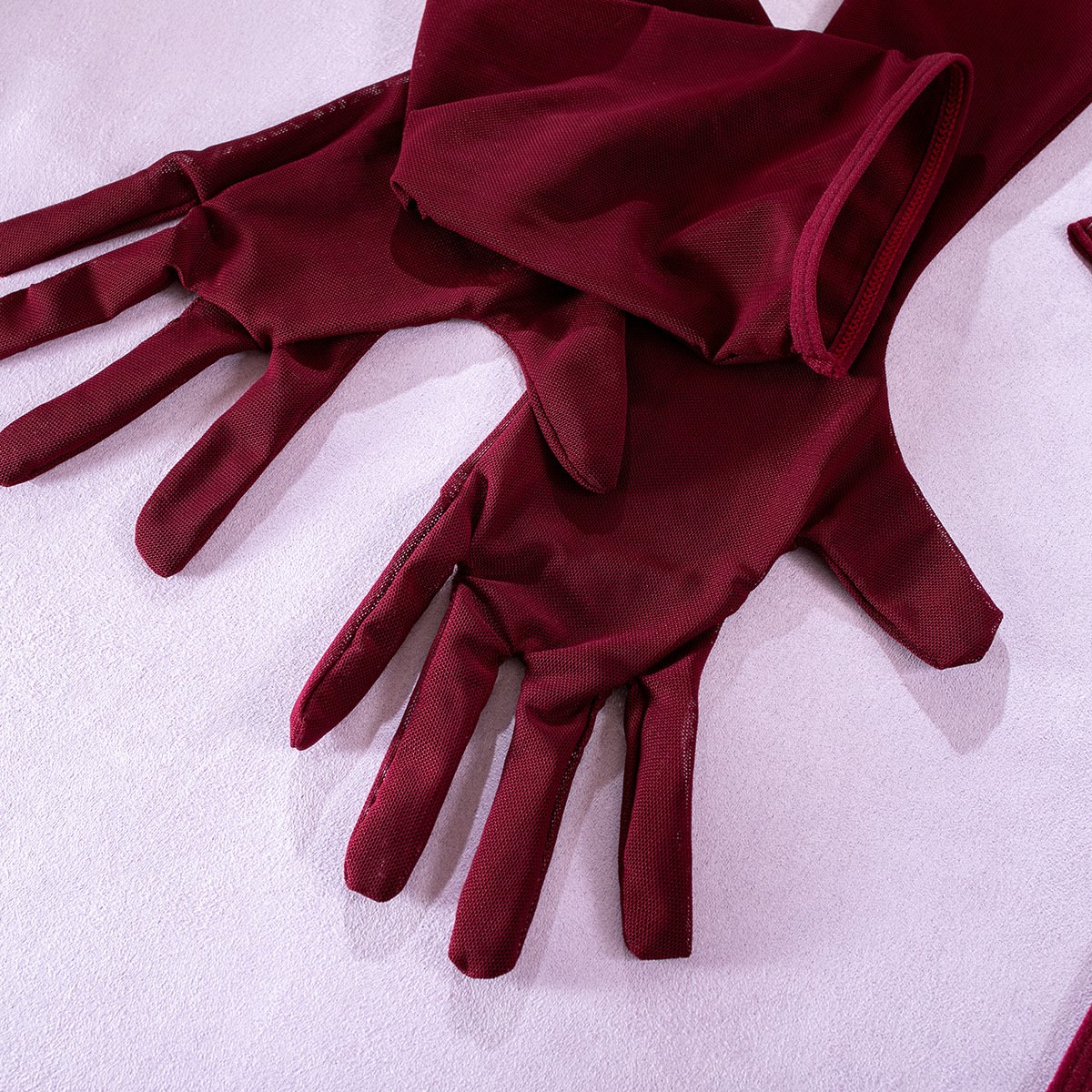Sheer mesh gloves underwire cami bodysuit