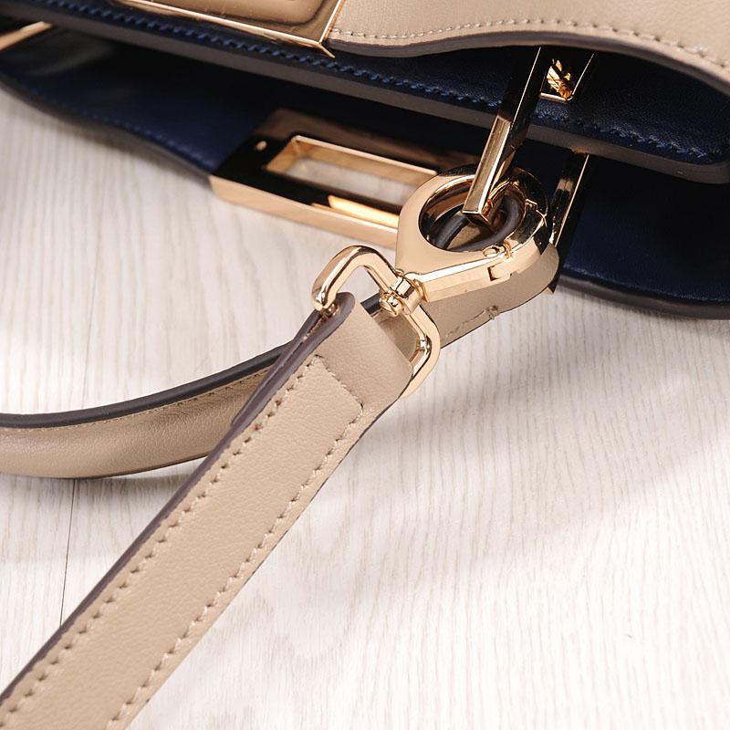 Metal Lock Shoulder Bags | New leather swivel button crossbody carrying cowhide messenger bag