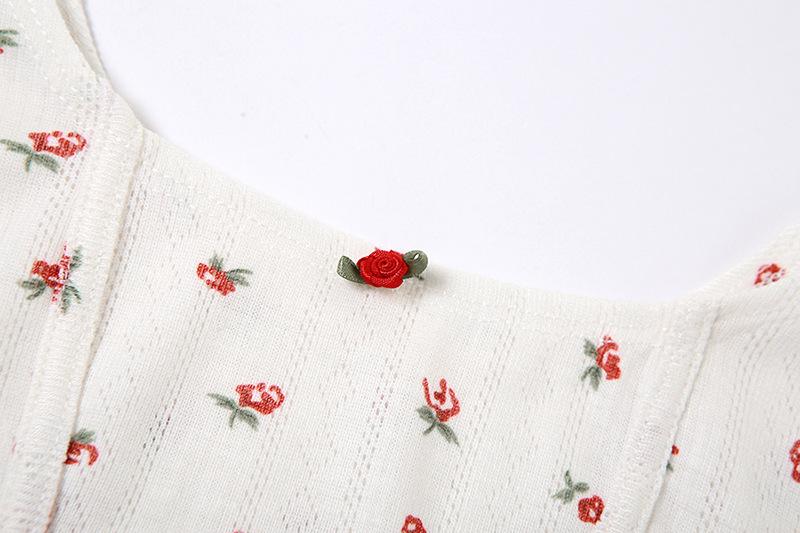 Textured u neck bustier flower print cami top