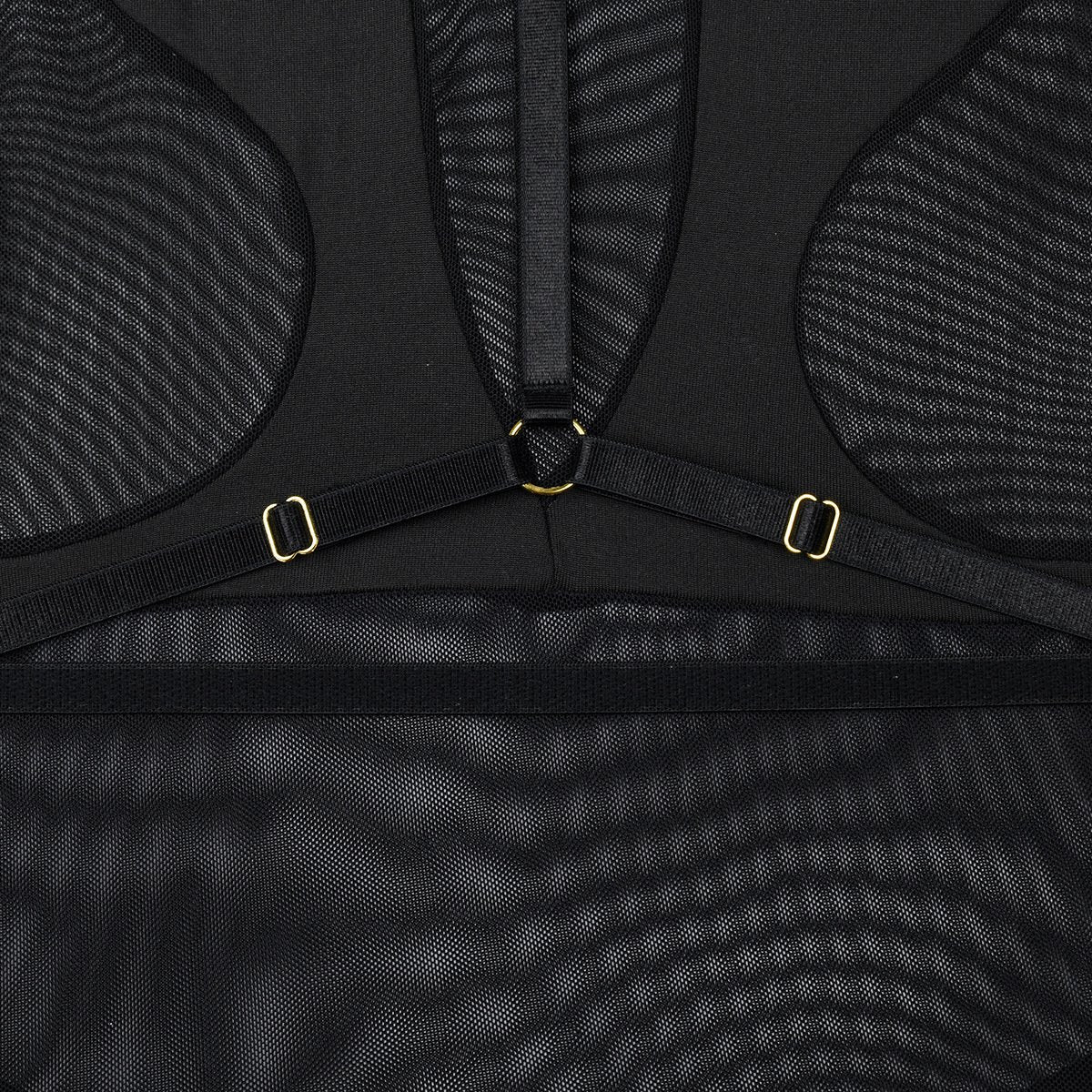 Long sleeve v neck harness mesh bodysuit