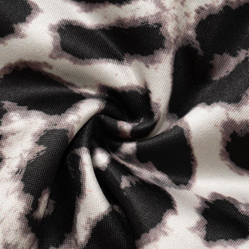 Leopard print patchwork backless crop pant set