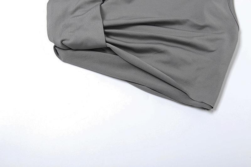 Ruched irregular solid crop maxi skirt set