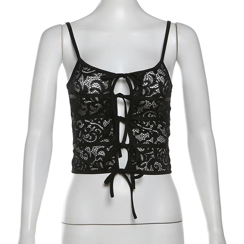 Lace see through hollow out cami top