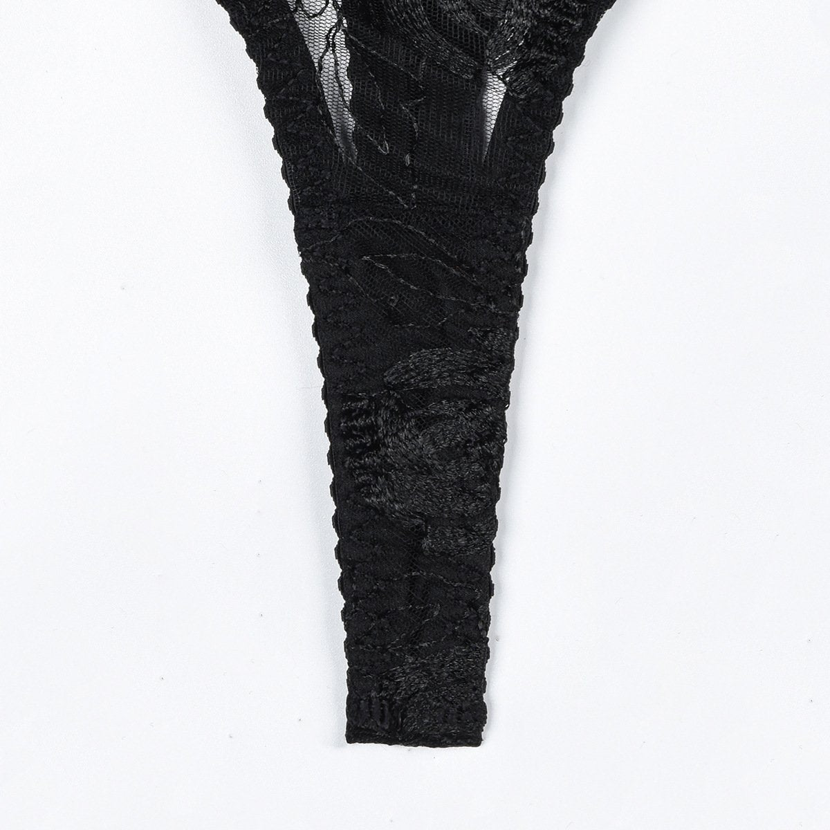 Rhinestone underwire embroidery garter lingerie set