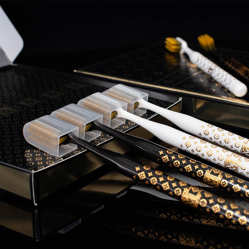 High-end toothbrush super fine soft hair wide head color crystal handle 6 gift box