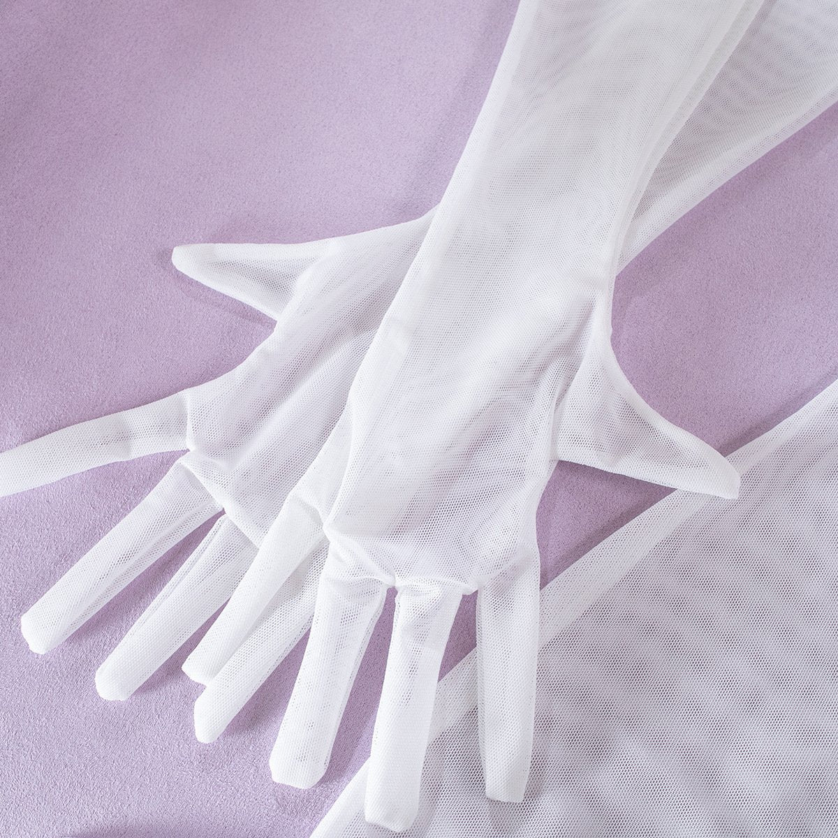 Sheer mesh gloves harness lingerie set