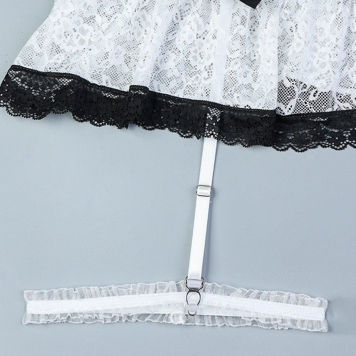 Lace up bowknot lace garter lingerie set