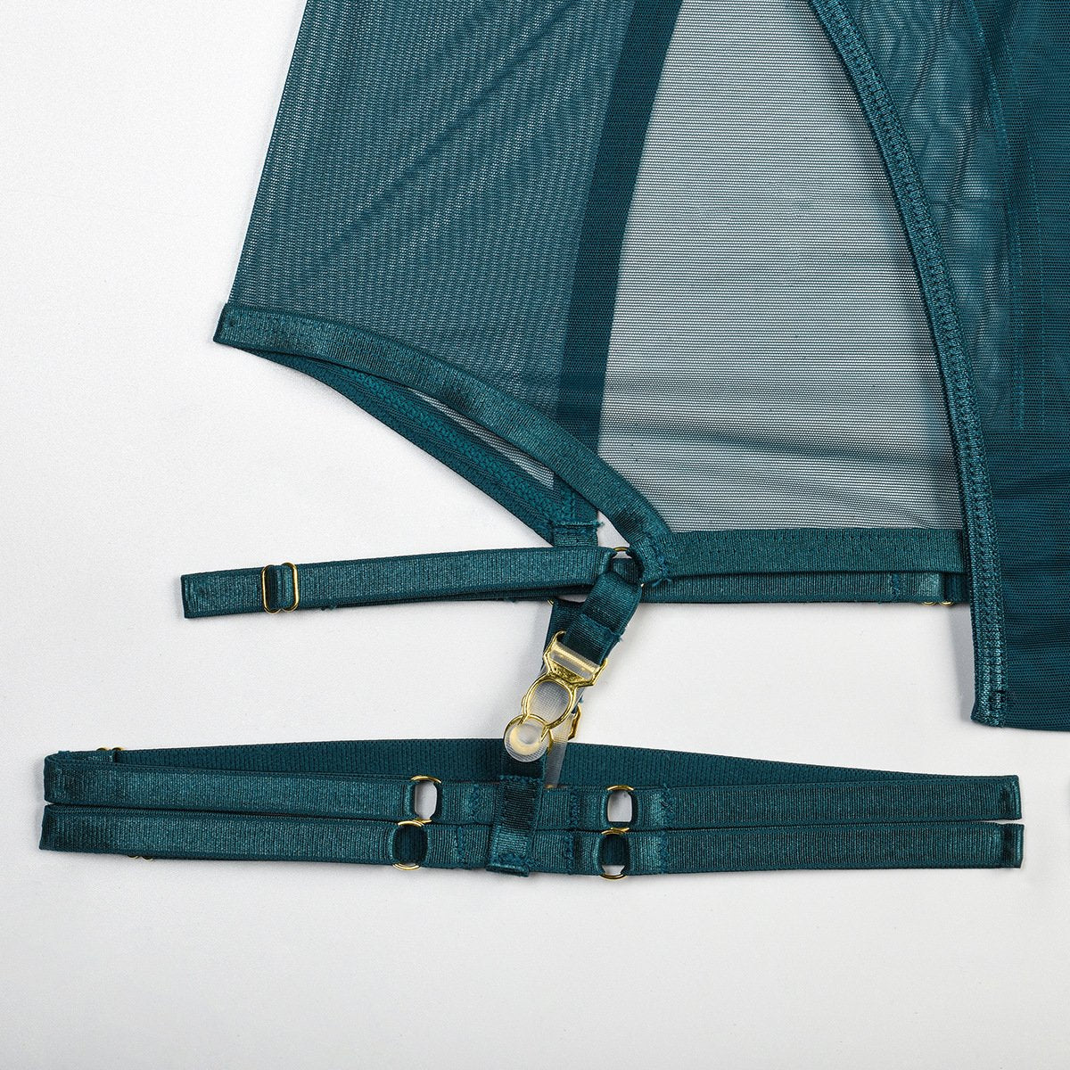Harness mesh underwire garter lingerie set