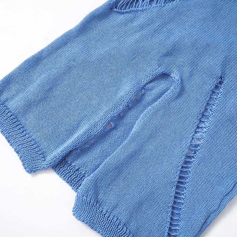 Halter knitted drawstring self tie slit maxi skirt set