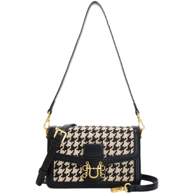 Thousand bird lattice high quality single shoulder crossbody small square bag | Flap Square Handbags Shoulder Chain Bag