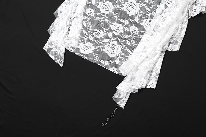 Lace ruffle flower pattern cami midi dress