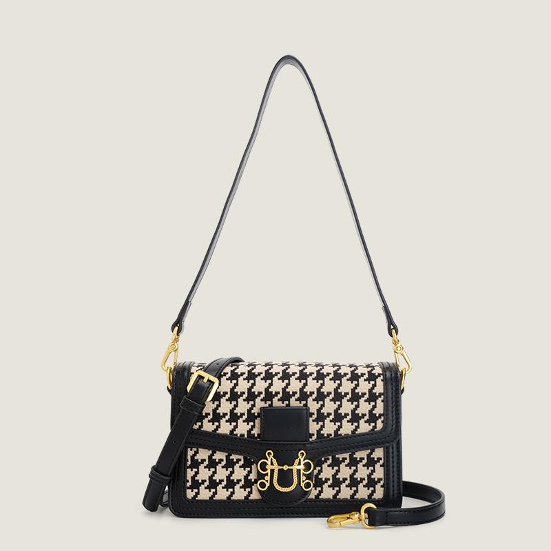 Thousand bird lattice high quality single shoulder crossbody small square bag | Flap Square Handbags Shoulder Chain Bag