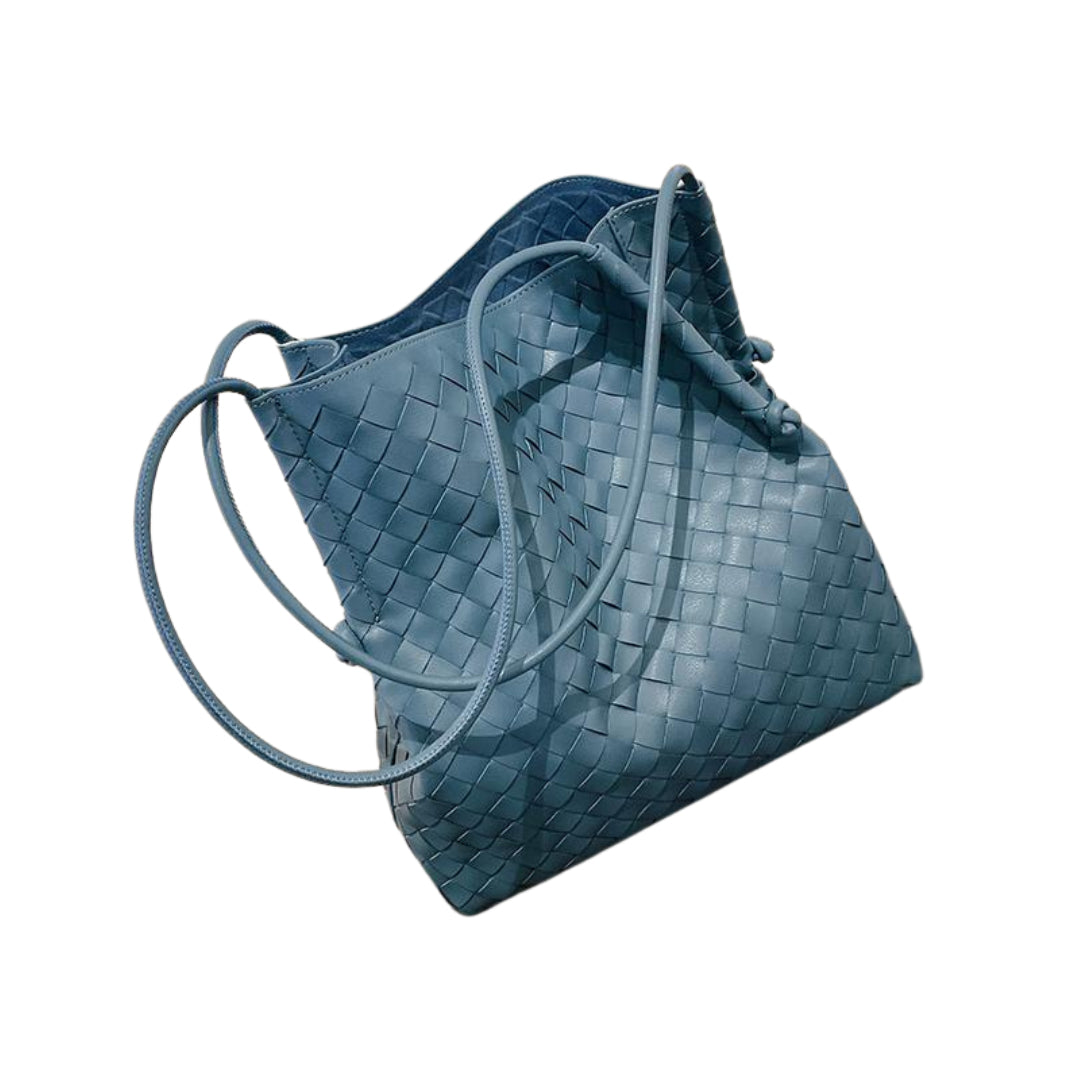 Woven Tote Leather Bag | Style trendy cowhide woven shoulder bag | Minimalist Women Handbag | Knot Woven Bag | Knot Woven Bag