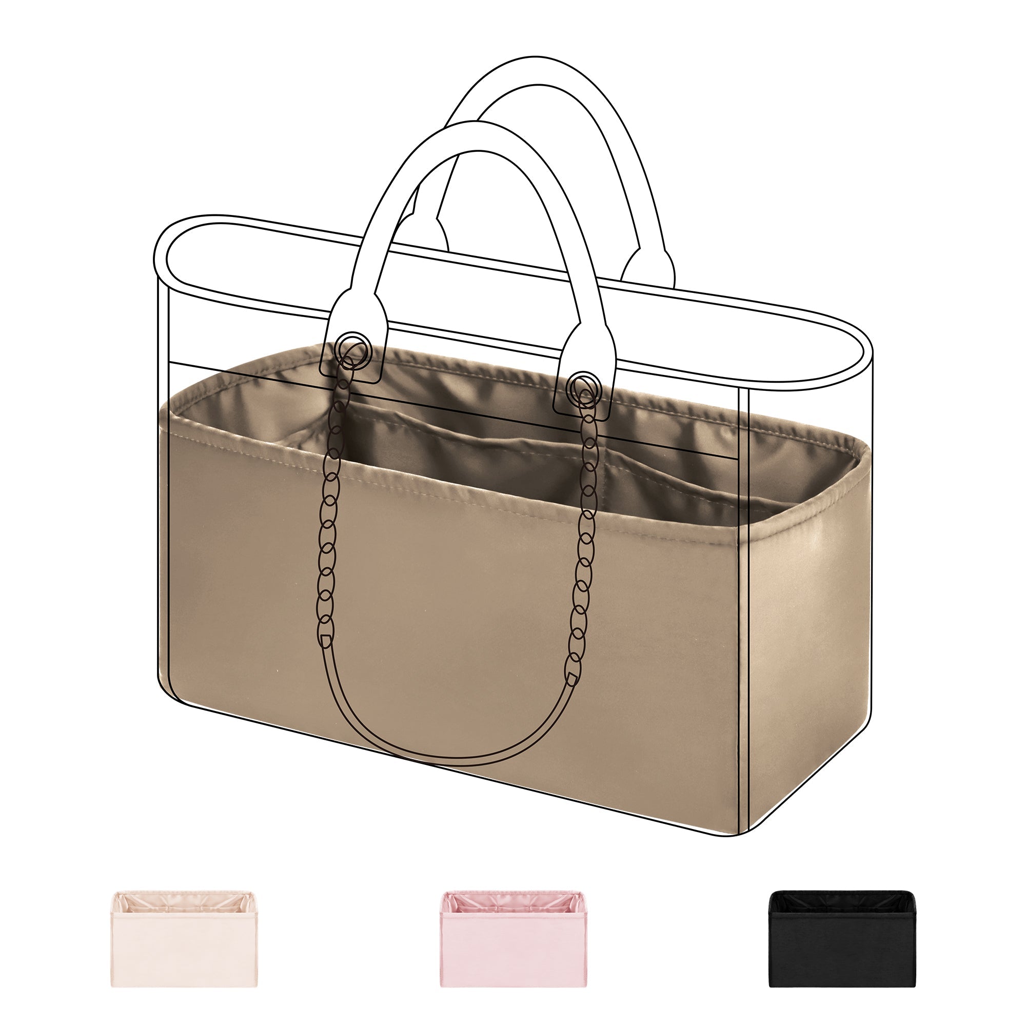 Baginbag | Purse Organizer Insert | Chanel Deauville Canvas Bag | Silk Bag Organizer | Purse insert  Handbag & Tote Shaper | purse insert organizer