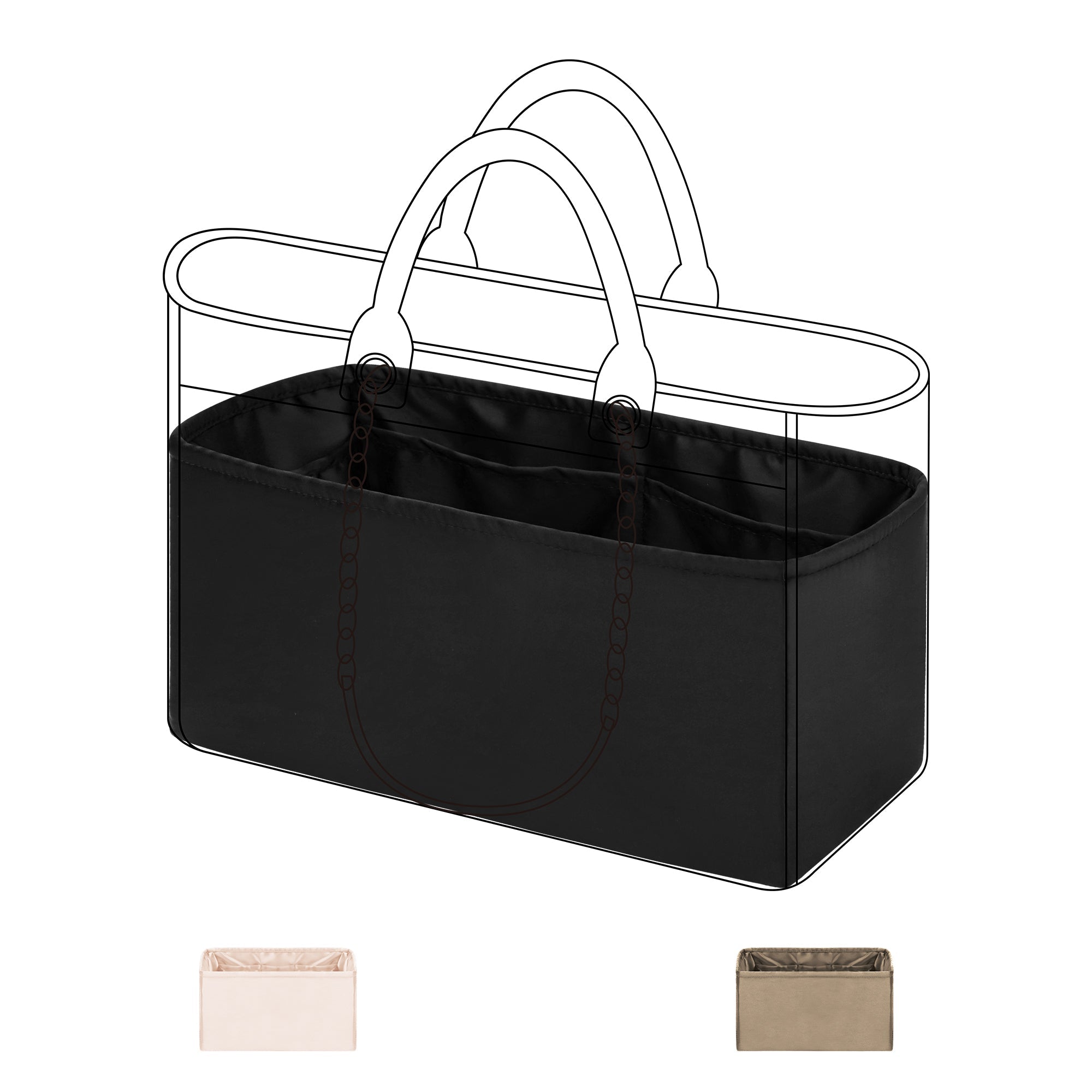 Baginbag | Purse Organizer Insert | Chanel Deauville Canvas Bag | Silk Bag Organizer | Purse insert  Handbag & Tote Shaper | purse insert organizer