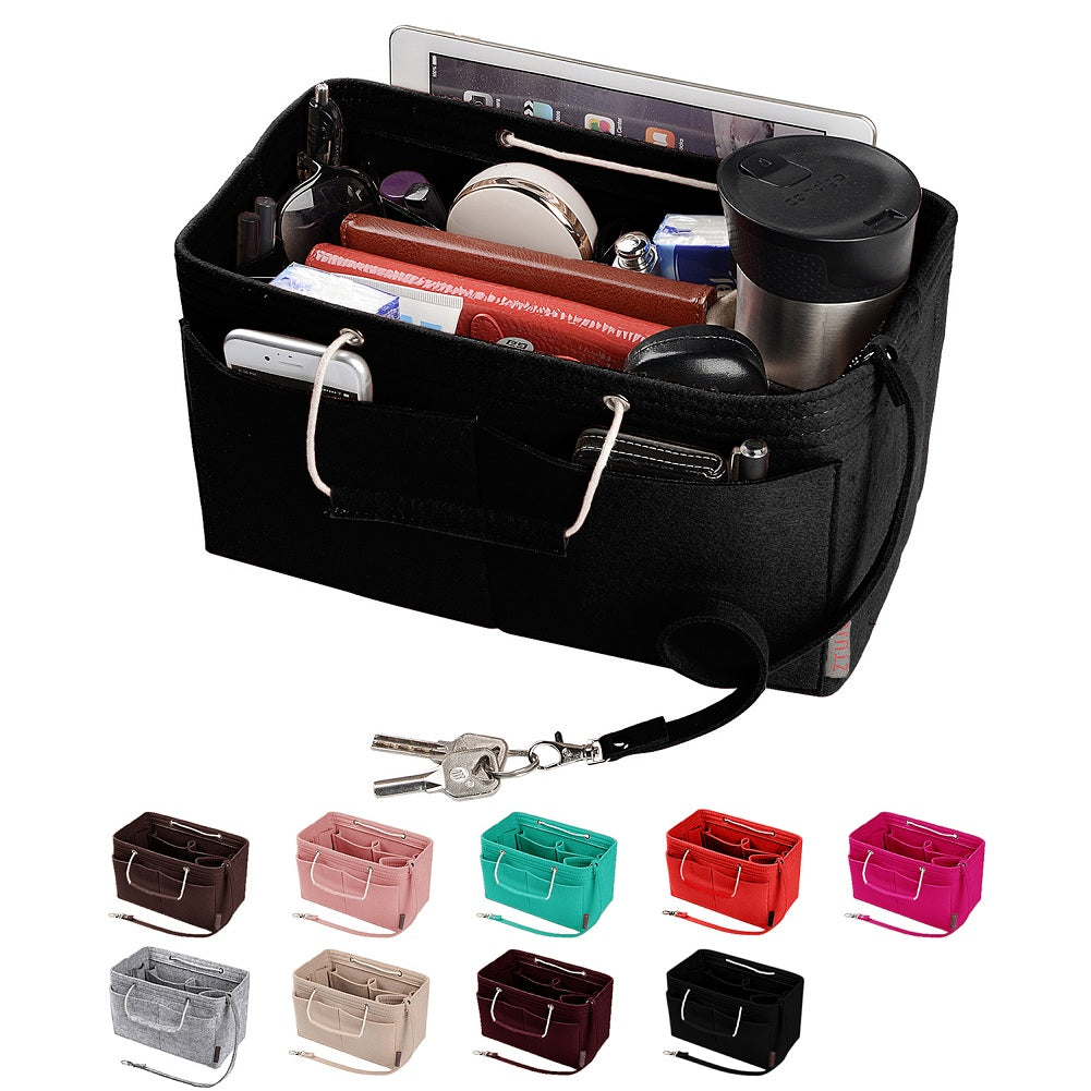 Felt Purse Organizer with Dual Handles and Multiple Pockets for Speedy, Neverfull, and More