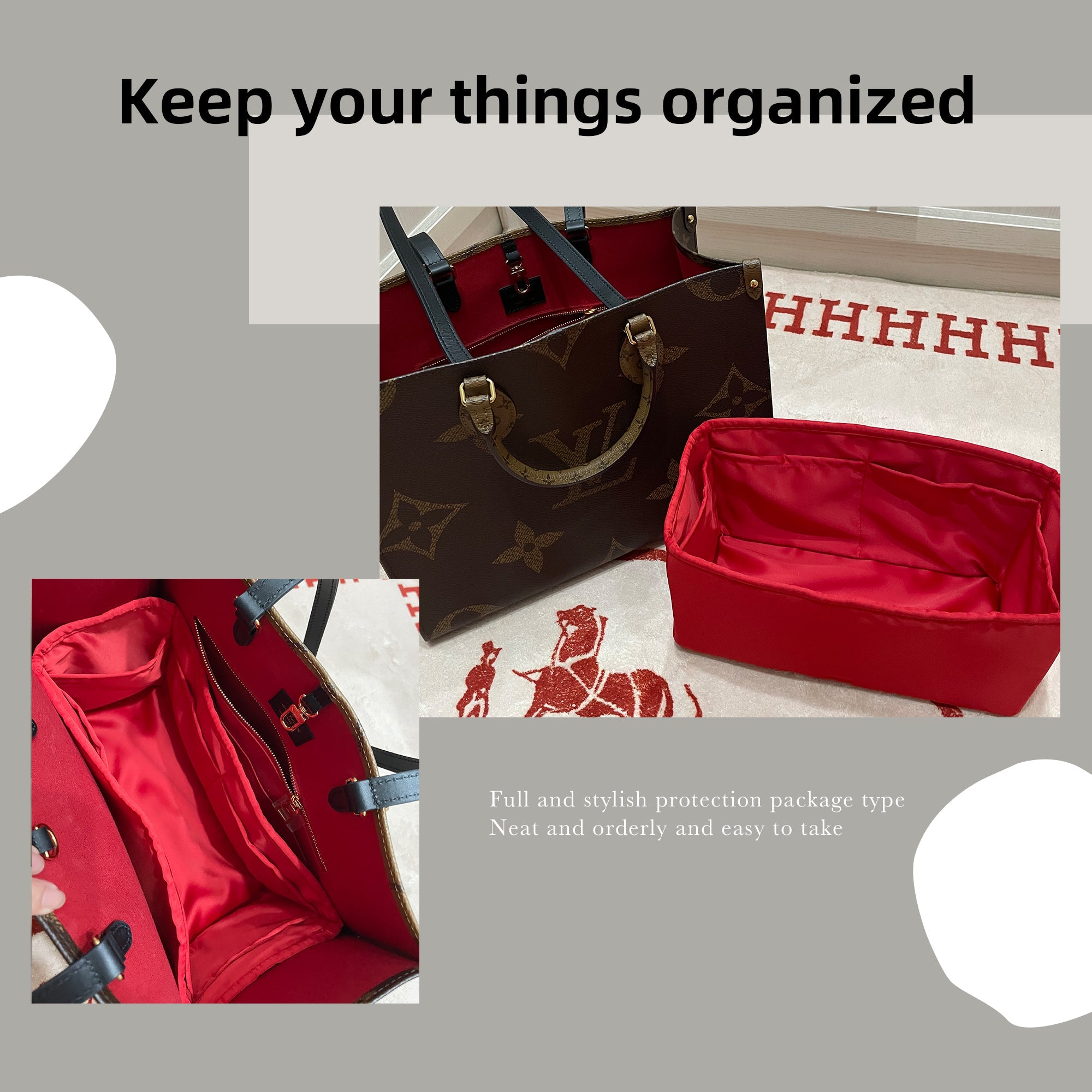 BaginBag® | Handbag Organizer for LV ON THE GO bags | lv Purse Insert  | purse insert organizer | organiser inserts for handbags | louis vuitton key pouch | Bag Organizer | Tote Insert bag |  travel bag organizer | lv key pouch |